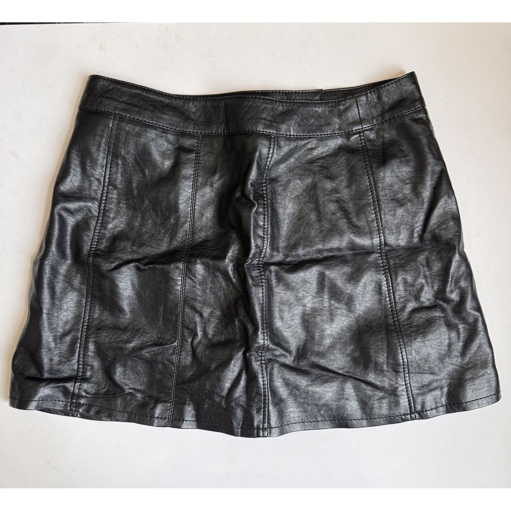 H&M Divided Leather Mini Skirt Faux Leather Black Size 10